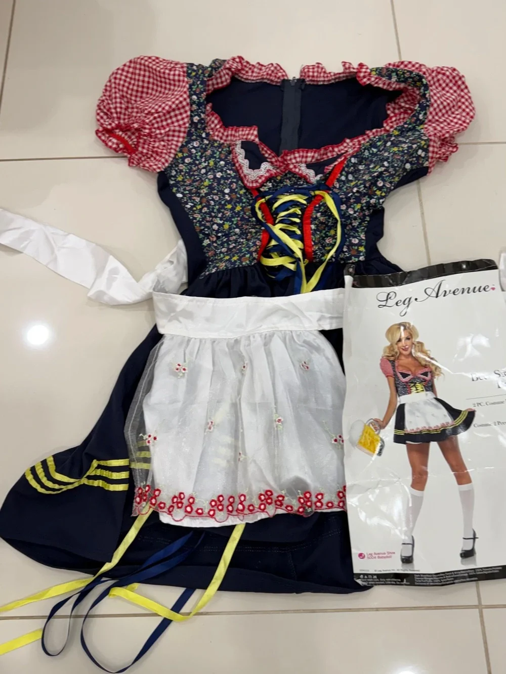 Women's Navy and Red Oktoberfest Dirndl Dress - Women’s Halloween Costume S/M
